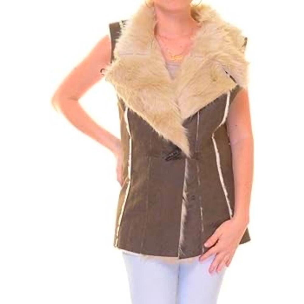 Inc International Concepts Faux Suede Fur Vest Penny Lane Festival brown women S